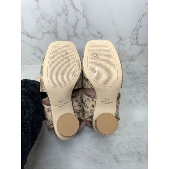 Cole Haan Sandals Womens Size 5.5B Leather Snakeskin Print Ankle Strap Heels - Picture 13 of 13
